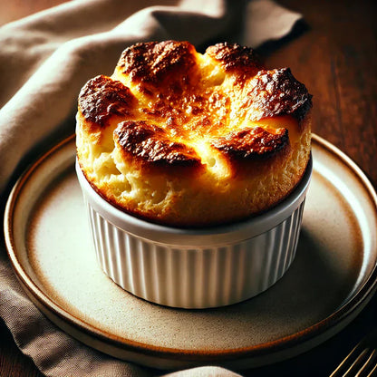 Soufflé de queijo mozzarella NoMoo com crosta dourada de NoButter